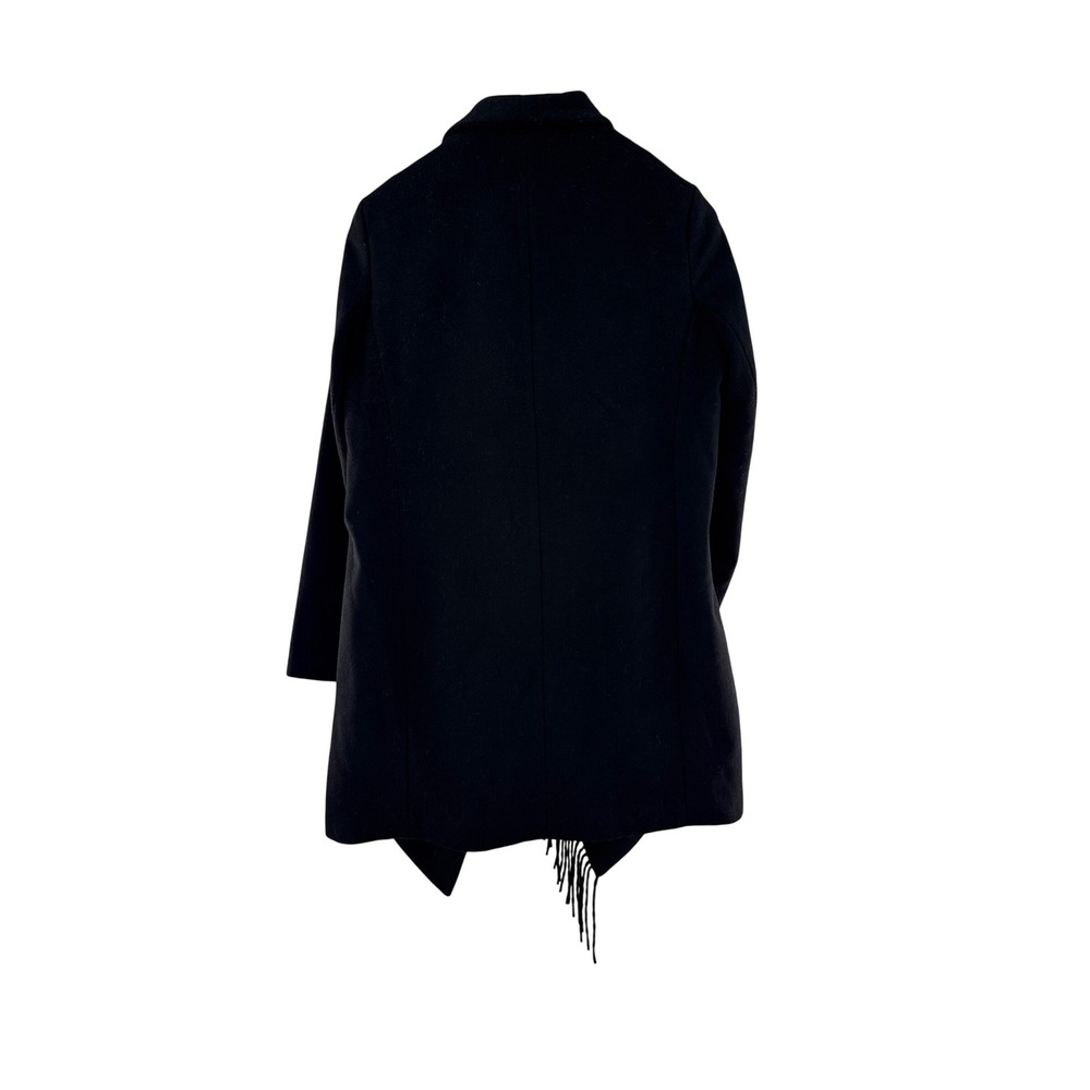Lauren‎ Ralph Lauren Coat Womens S Black Fringe Wrap Wool Blend Asymmetrical - Picture 2 of 7